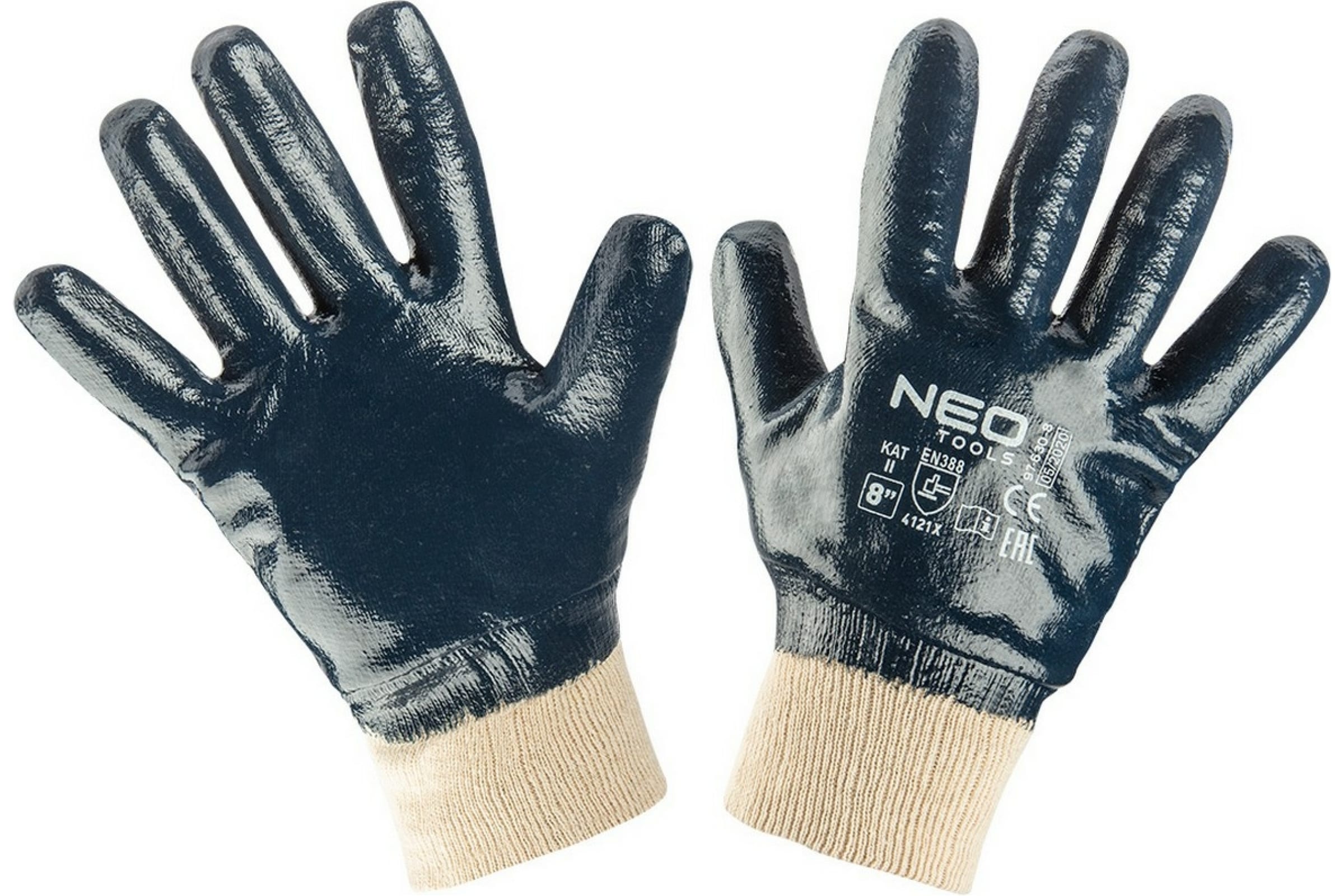 NEO Tools Перчатки рабочие хлопок полностью нитриловое покрытие 4121X 8 97-630-8