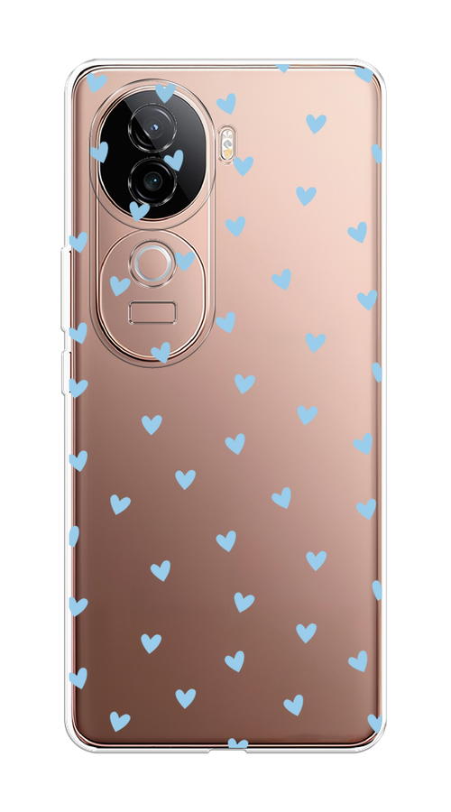 

Чехол на Vivo V40e "Голубые сердечки паттерн", Голубой;прозрачный, 2611950-1