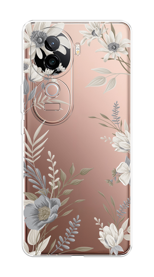 

Чехол на Vivo V40e "Цветы сепия", Серый;прозрачный;зеленый;белый, 2611950-1
