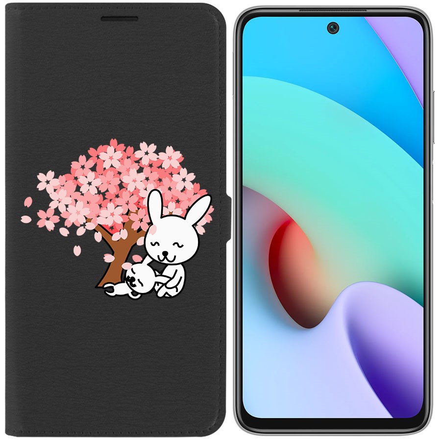 

Чехол-книжка Krutoff Eco Book для Xiaomi Redmi 10 Кролики (черный)