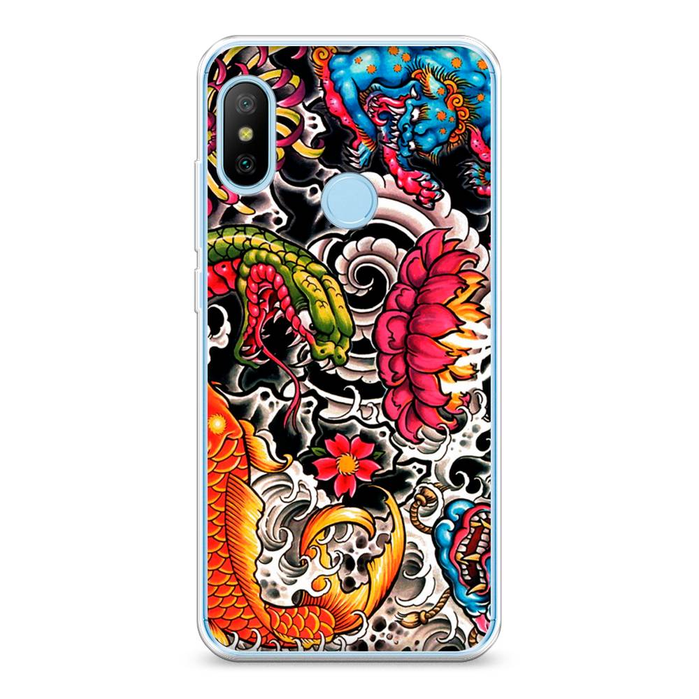 

Чехол на Xiaomi A2 Lite"Японское искусство", Красный;оранжевый;голубой, 34050-4