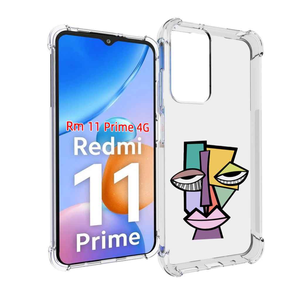 

Чехол MyPads лицо из квадратиков с глазами женский для Xiaomi Redmi 11 Prime 4G, Прозрачный, Tocco