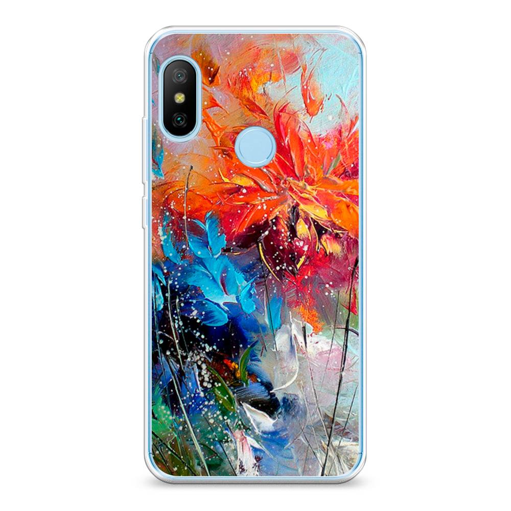 

Чехол на Xiaomi A2 Lite"Абстрактные цветы", Оранжевый;синий, 34050-4