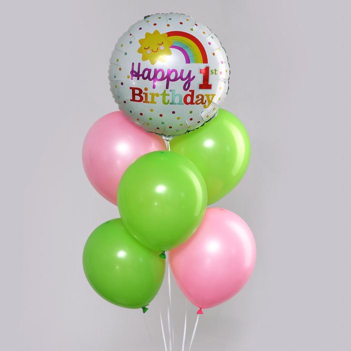 

Букет из шаров Страна Карнавалия Happy Bithday, латекс, фольга, 6 шт.