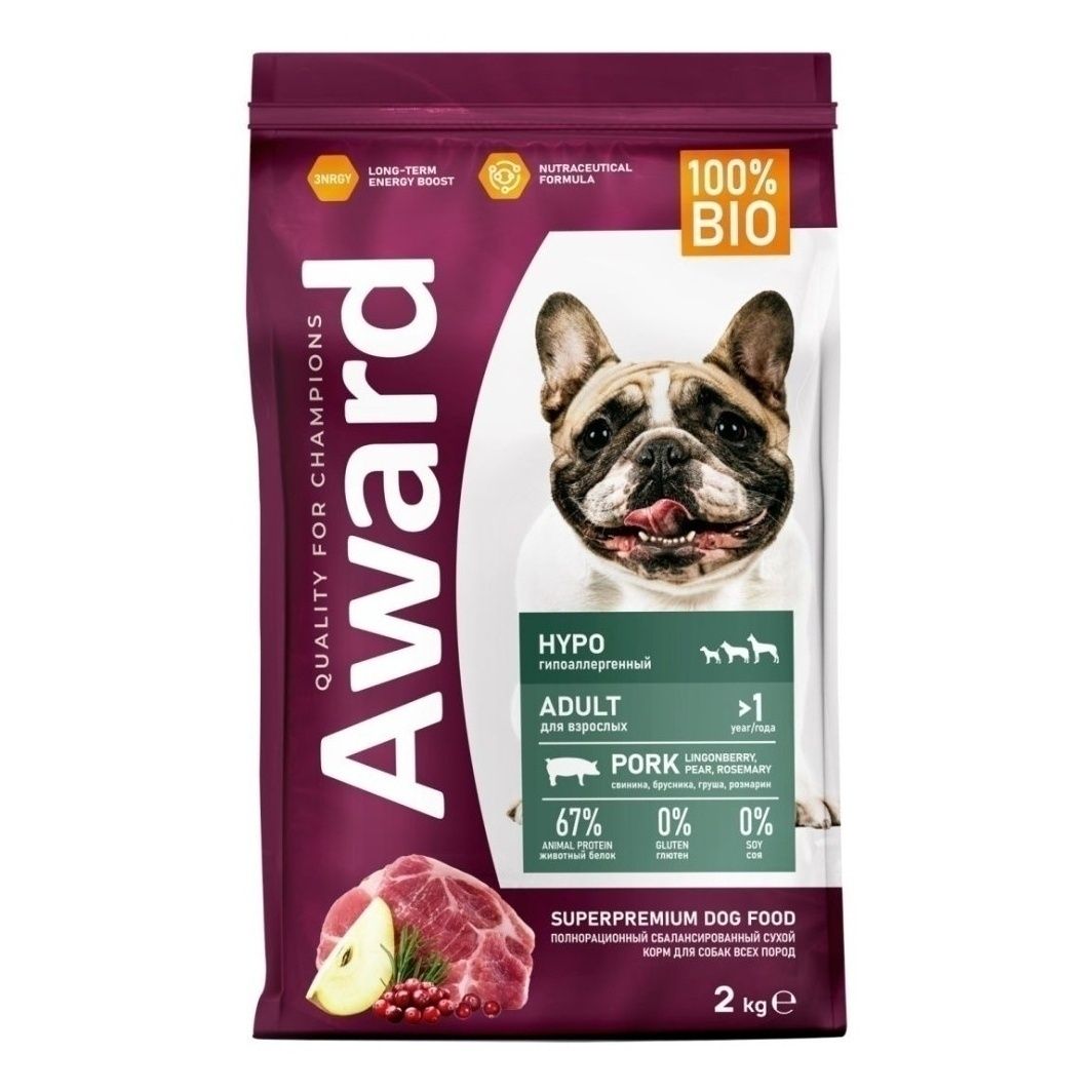Сухой корм Award Hypo со свининой для взрослых собак 12 кг 6596₽