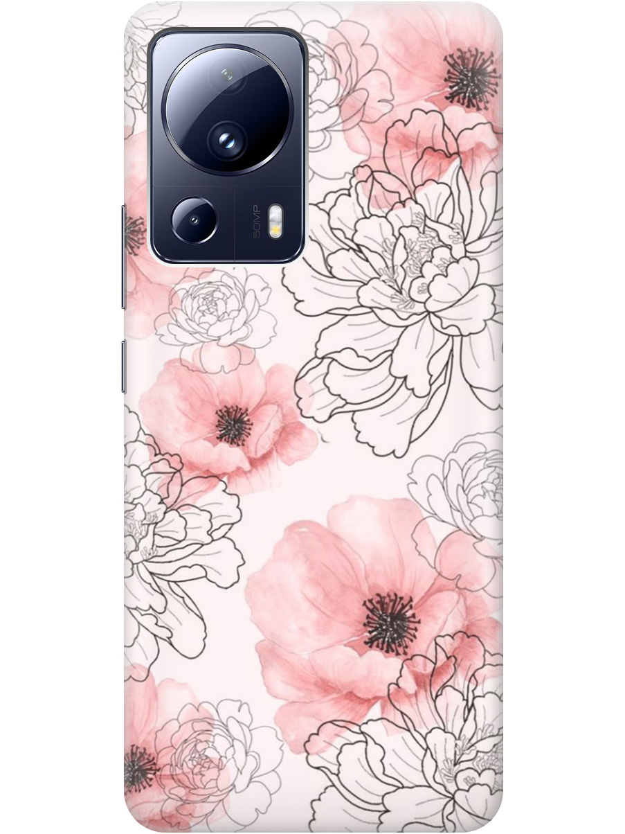 

Силиконовый чехол на Xiaomi 13 Lite с рисунком "Нежно розовые цветы" прозрачный, Розовый, 20000460