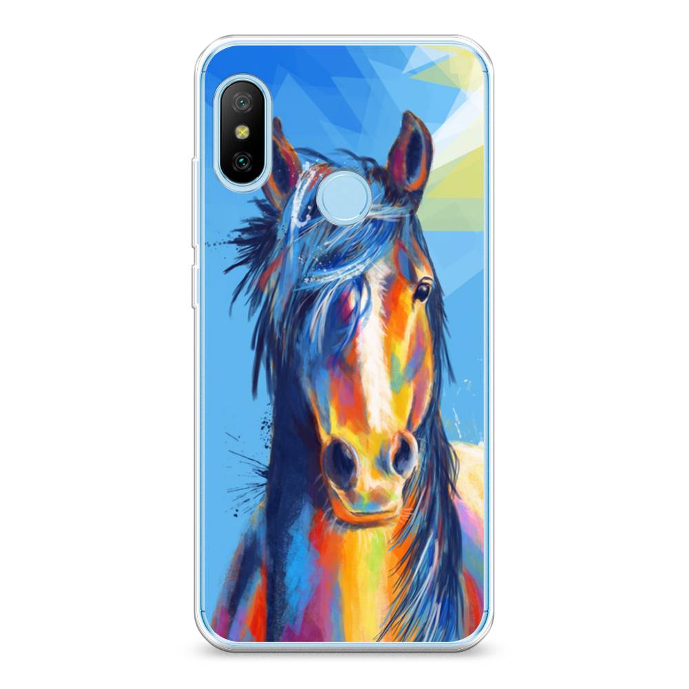 

Чехол на Xiaomi A2 Lite "Лошадь арт 3", Голубой;желтый;синий, 34050-1