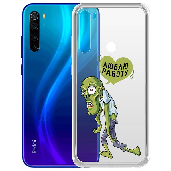 

Чехол-накладка Krutoff Clear Case Люблю Работу для Xiaomi Redmi Note 8/Note 8 (2021), Прозрачный