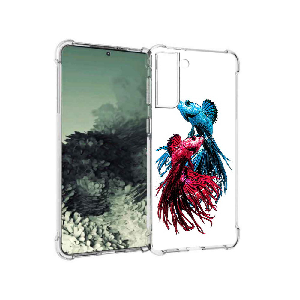 

Чехол MyPads Tocco для Samsung Galaxy S21+ рыбы петушки (PT157355.533.592), Прозрачный, Tocco