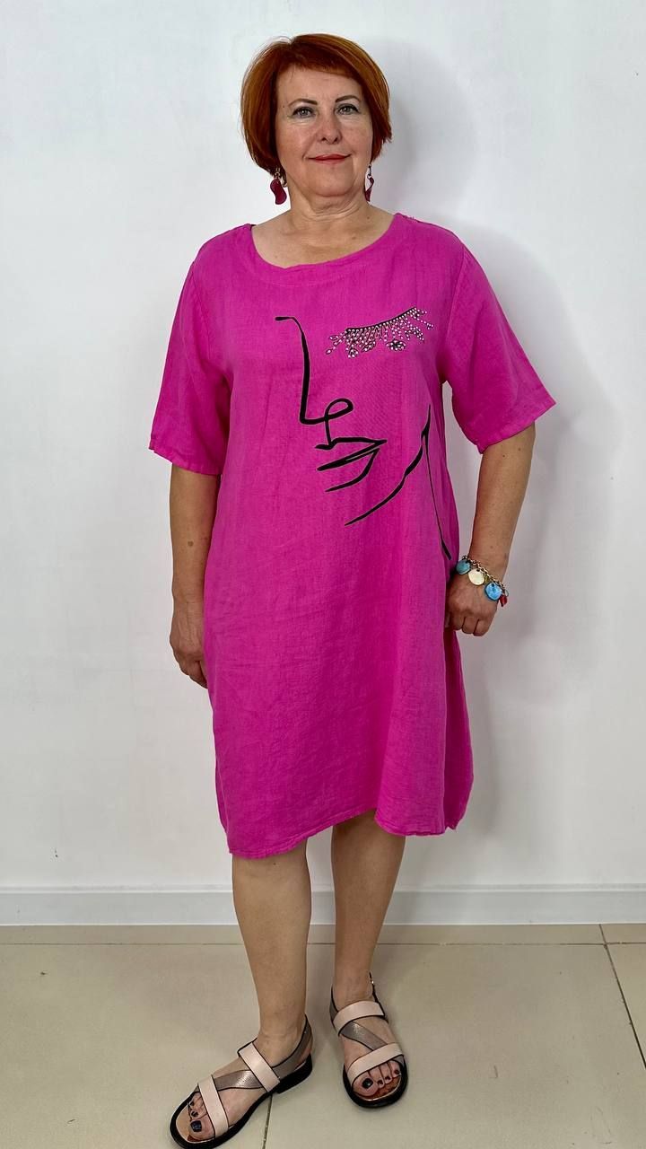 Платье женское Made in Ital 90150 розовое 48-52 RU