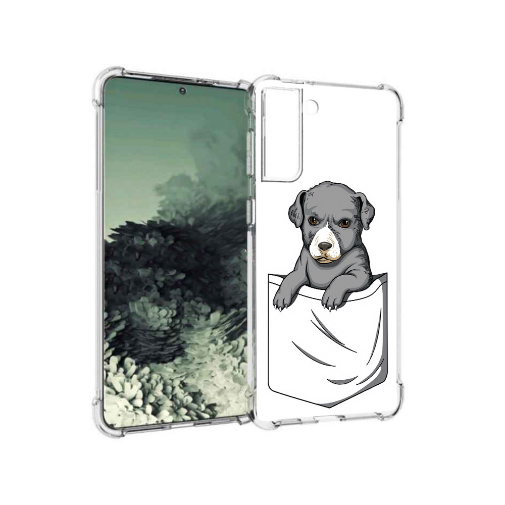 

Чехол MyPads Tocco для Samsung Galaxy S21+ собачка в кармане (PT157355.533.611), Прозрачный, Tocco