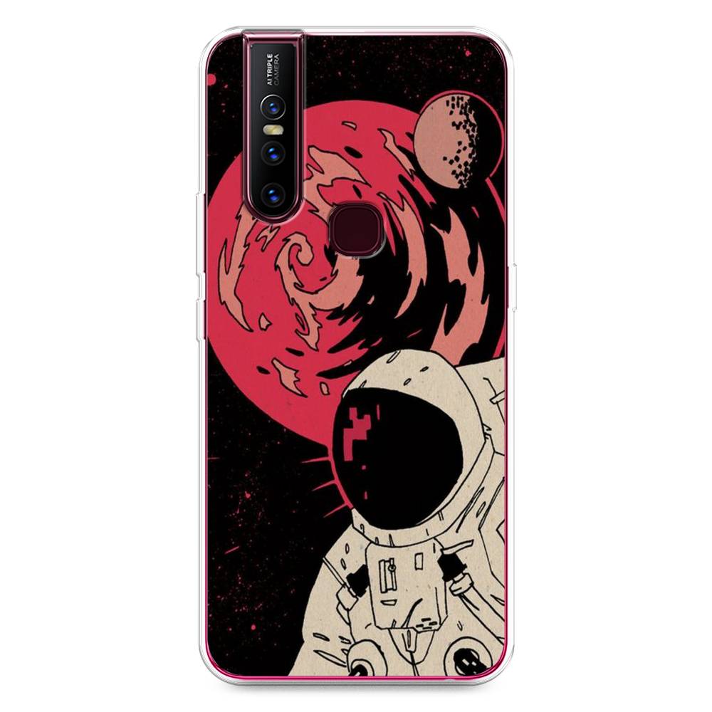 

Чехол для Vivo V15 "Космонавт возле Марса", Черный;красный, 261050-2