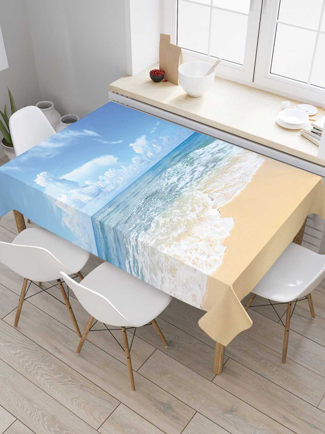 

Скатерть прямоугольная JoyArty "Волна пришла" из оксфорда, 120x145 см, Голубой, Волна пришла