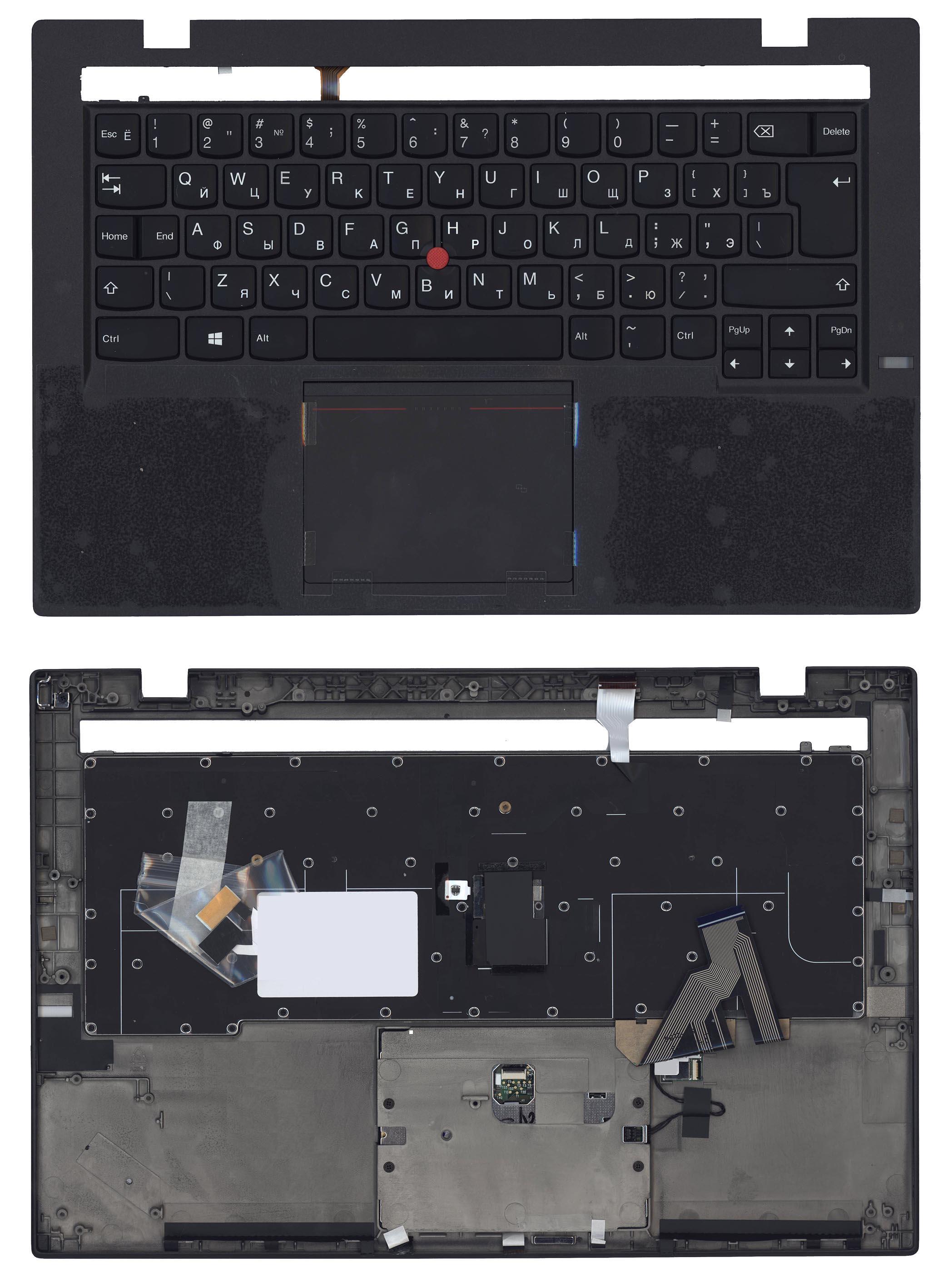 фото Клавиатура для ноутбука lenovo thinkpad x1 carbon gen 2 2014 топ-панель черная с подсветко nobrand