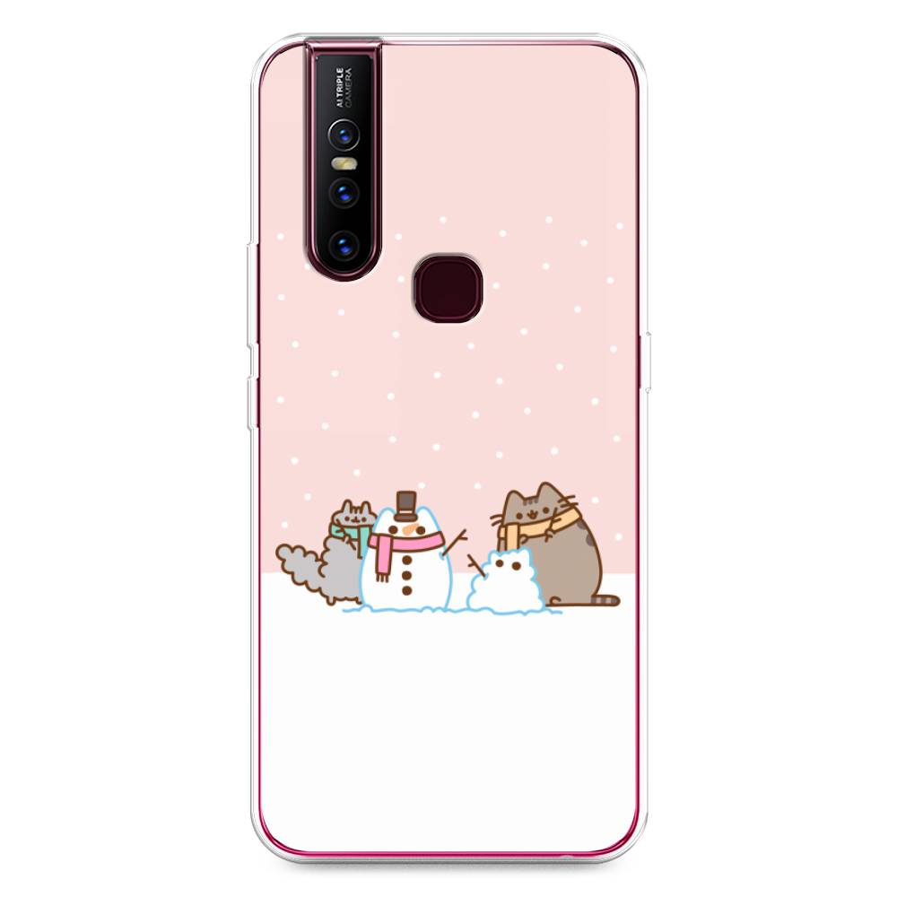

Чехол для Vivo V15 "Котики в снегу", Розовый;белый;серый, 261050-5