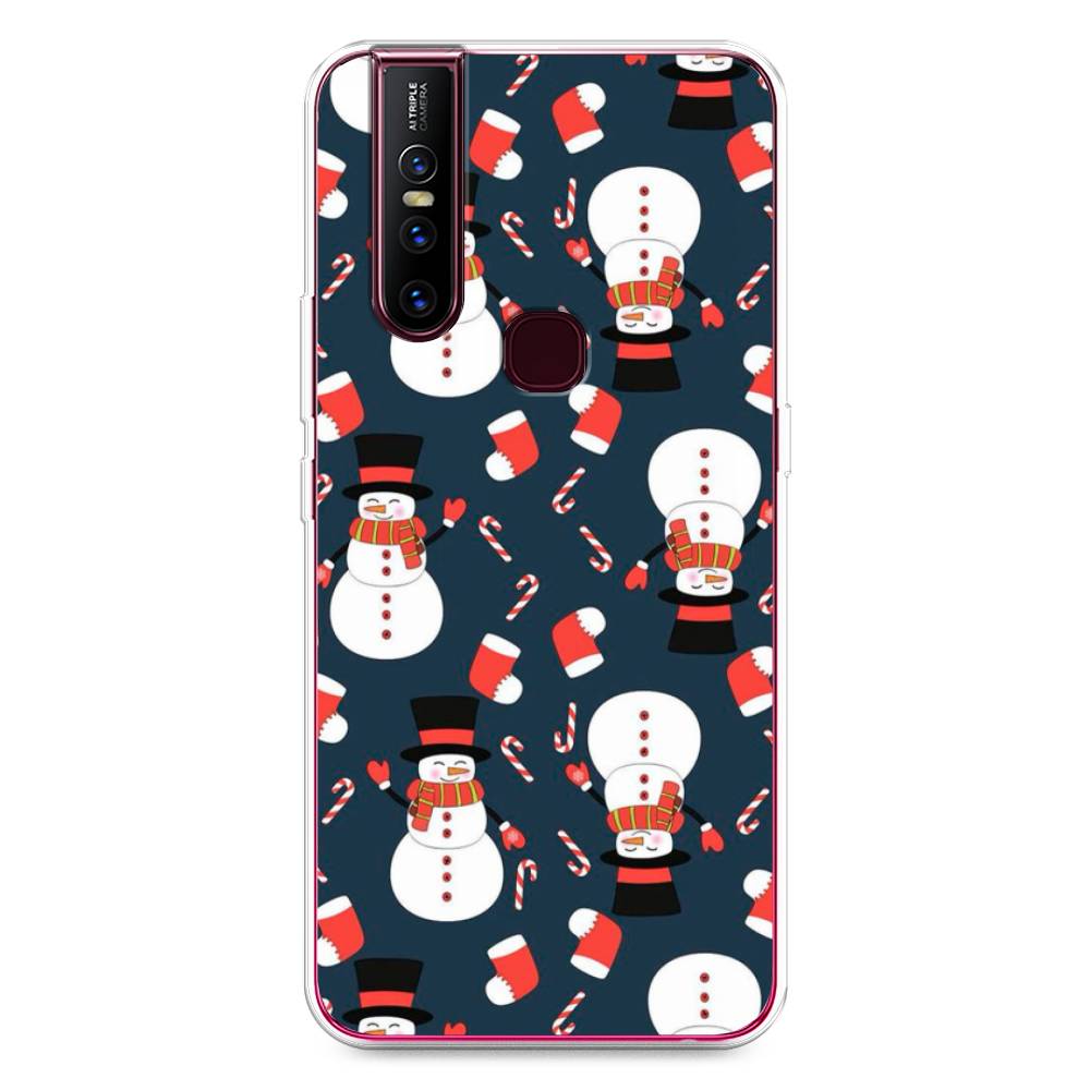 

Чехол для Vivo V15 "Синие снеговики", Синий;белый;красный, 261050-5