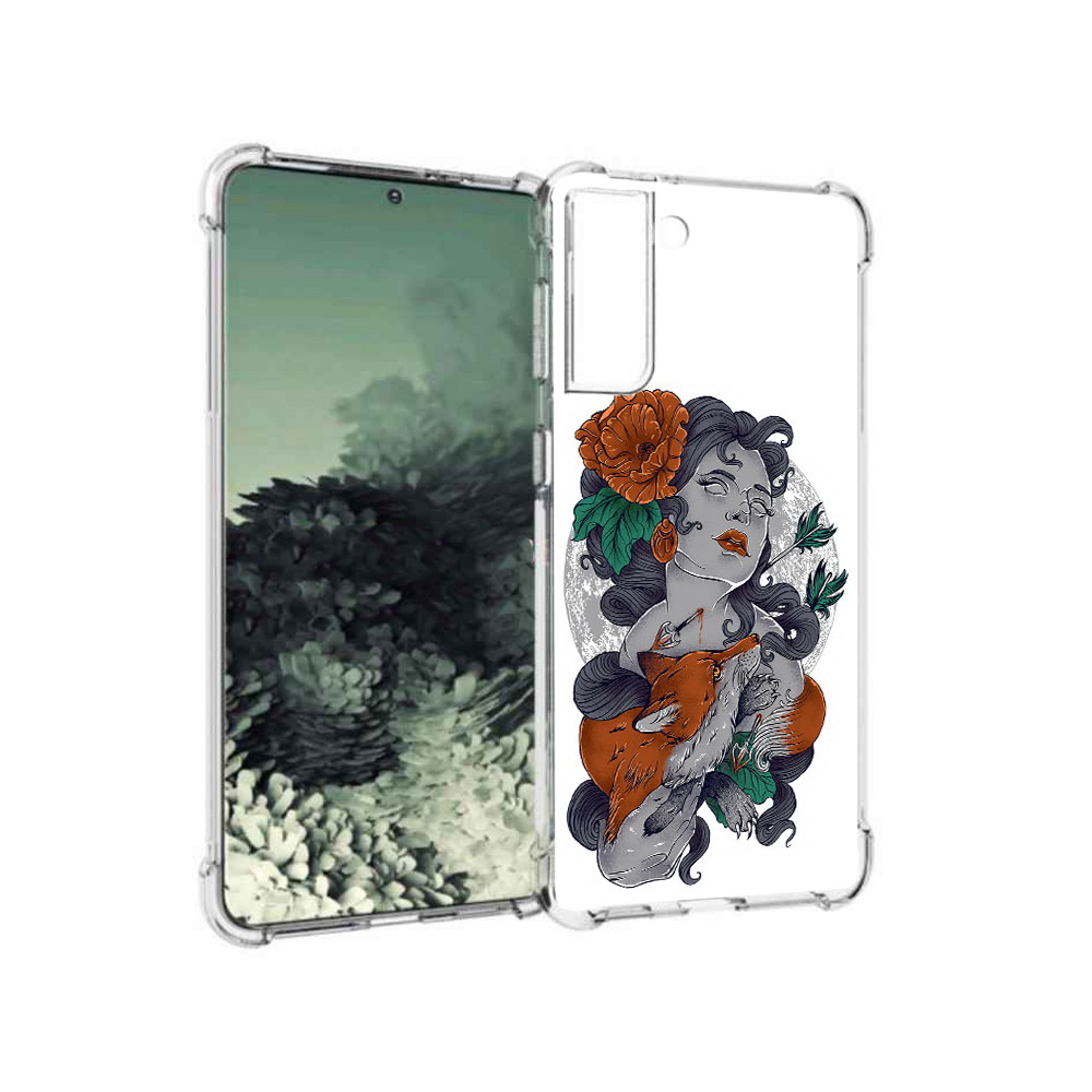 

Чехол MyPads Tocco для Samsung Galaxy S21+ темная девушка с лисой (PT157355.533.639), Прозрачный, Tocco