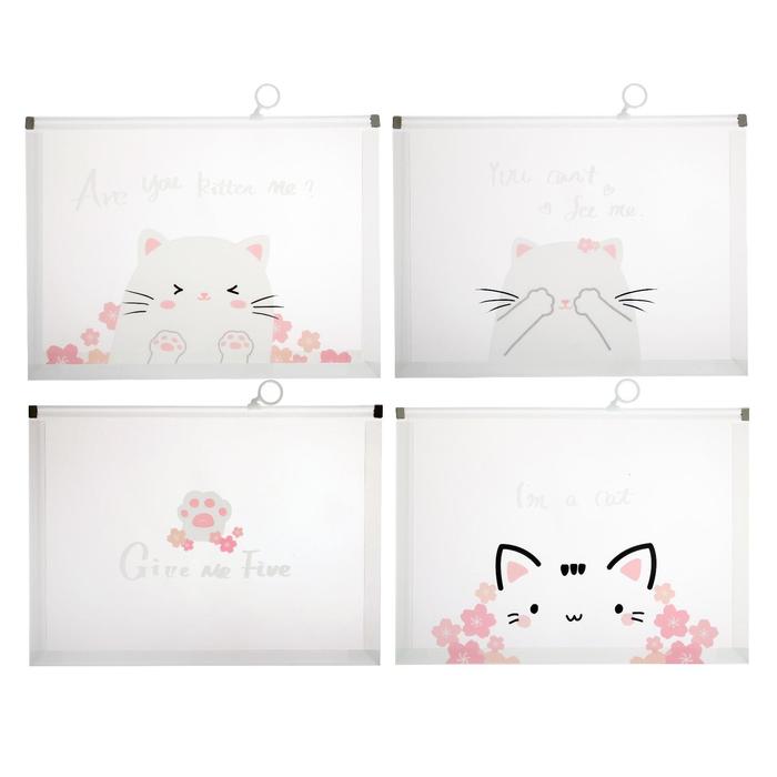 

Папка-конверт на ZIP-молнии Calligrata "Кошки" А4, 180 мкм, прозрачная, МИКС, (4шт.), Прозрачный