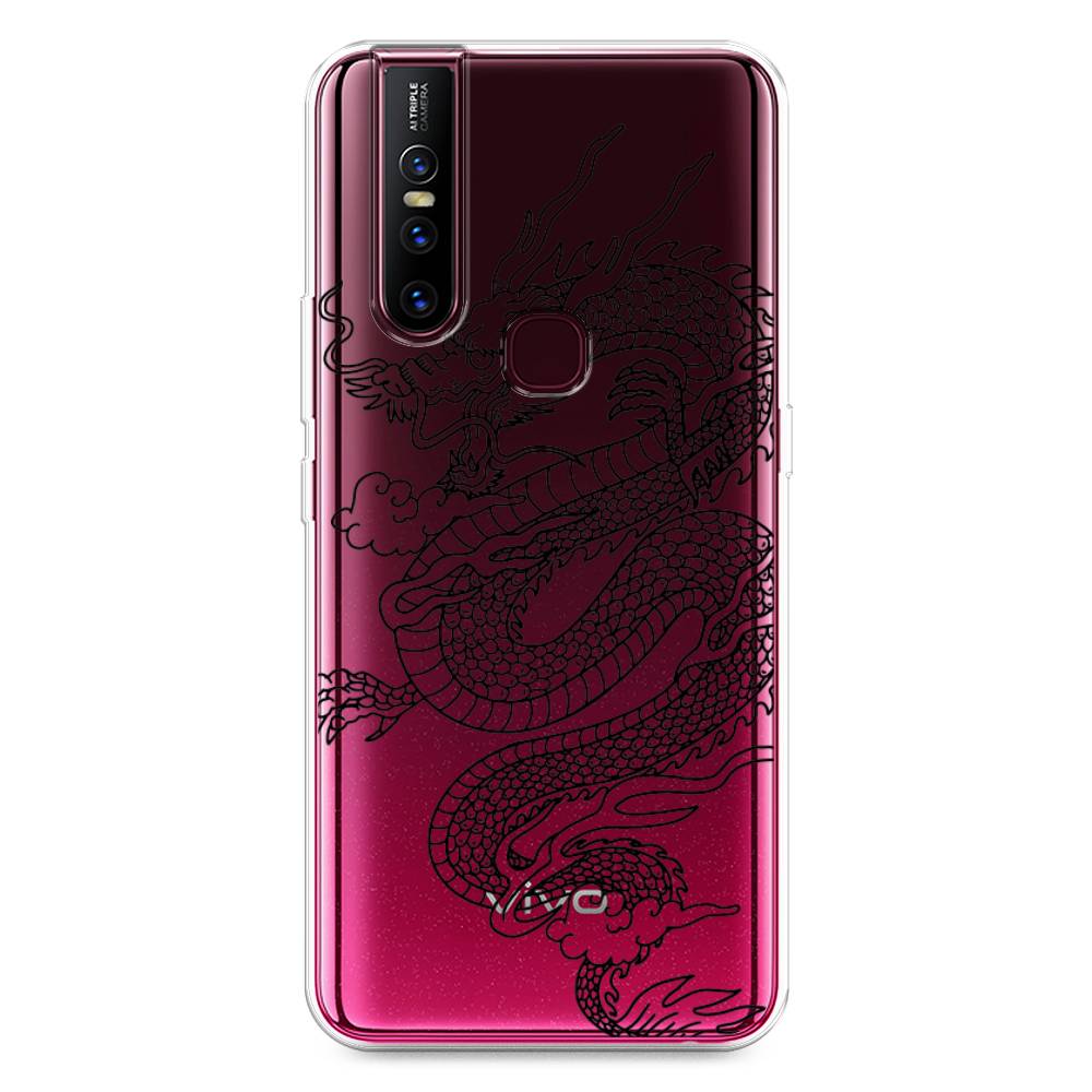 

Чехол для Vivo V15 "Большой китайский дракон", Черный;серый, 261050-1