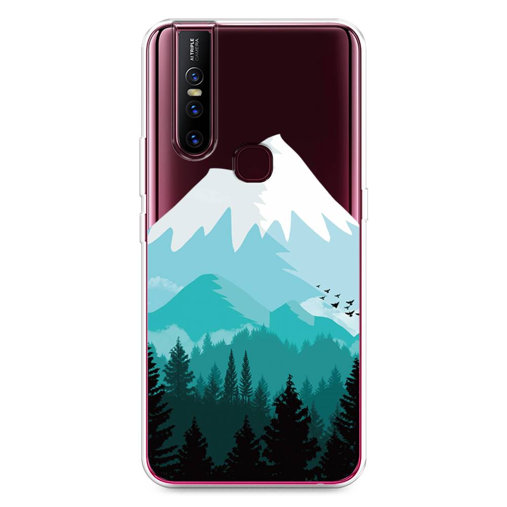 

Чехол для Vivo V15 "Синяя снежная гора", Белый;голубой, 261050-2