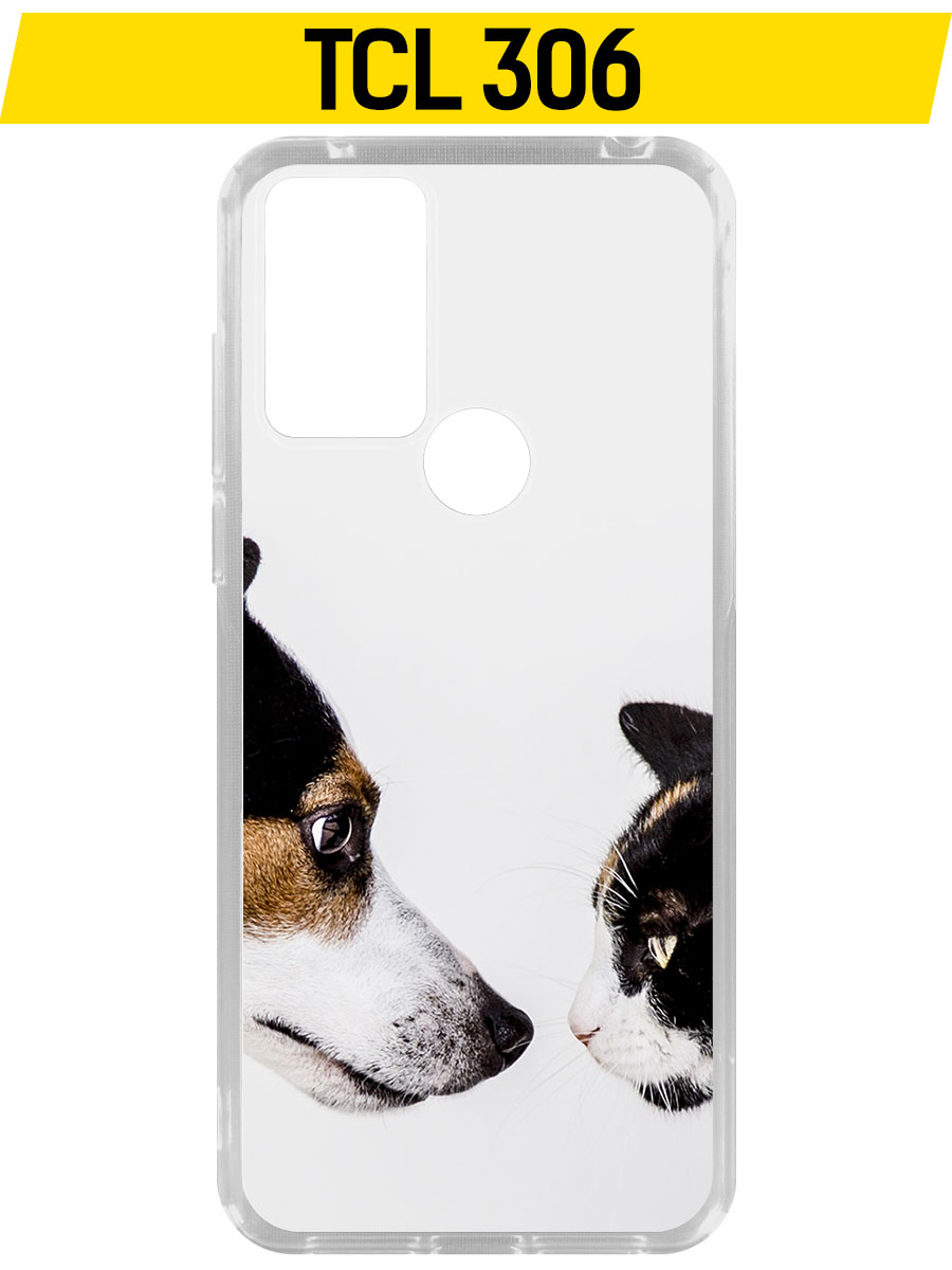 

Чехол-накладка Krutoff Clear Case Собаки против кошек для TCL 306, Прозрачный