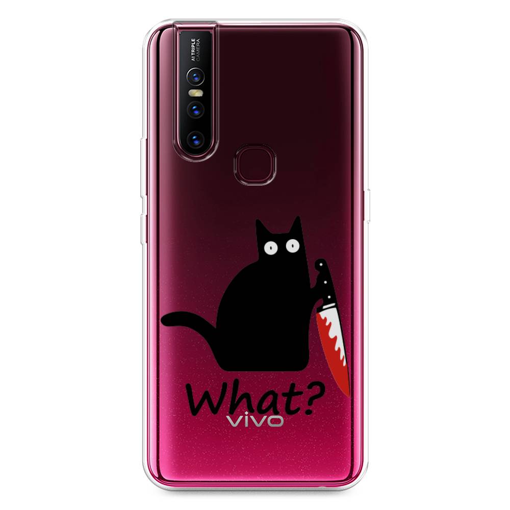 

Чехол для Vivo V15 "Котик с ножом", Черный;красный, 261050-6