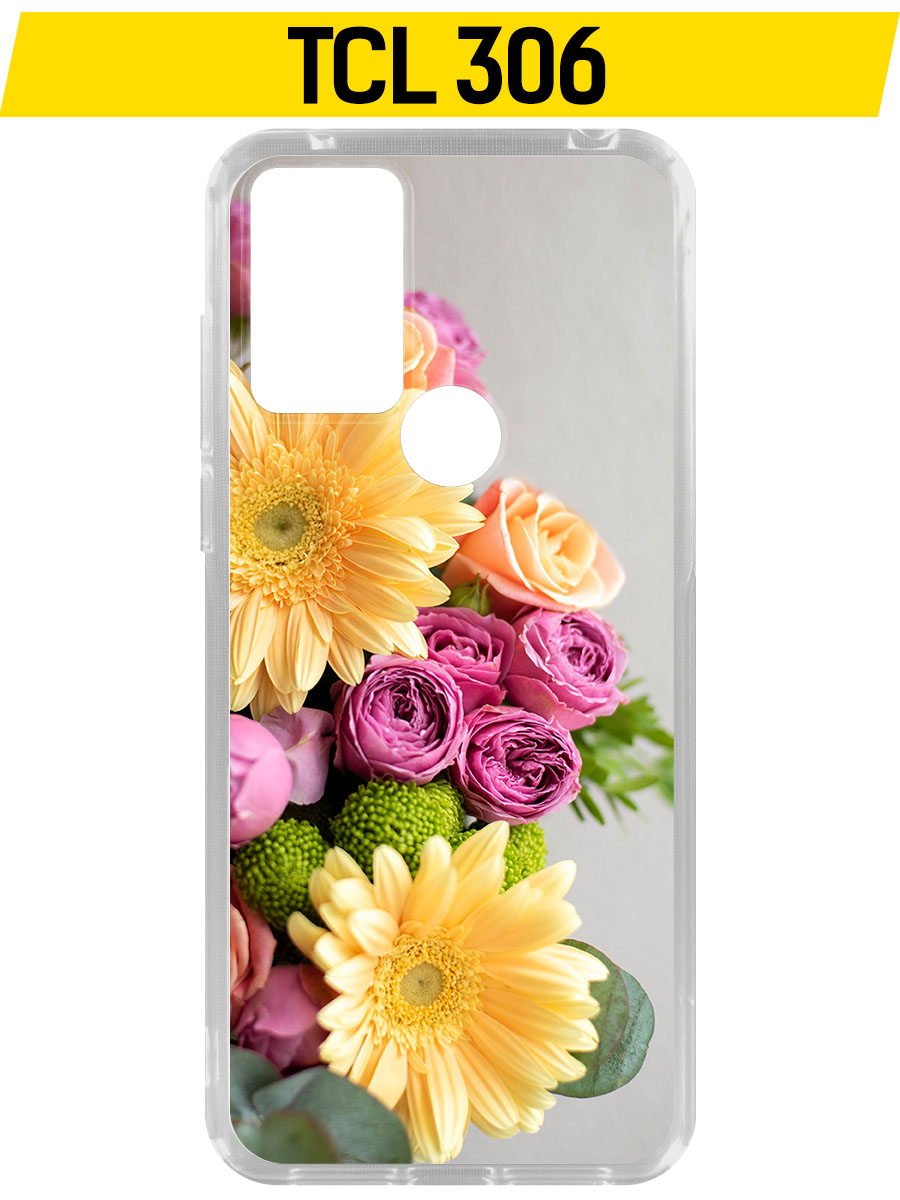 

Чехол-накладка Krutoff Clear Case Букет для TCL 306, Прозрачный