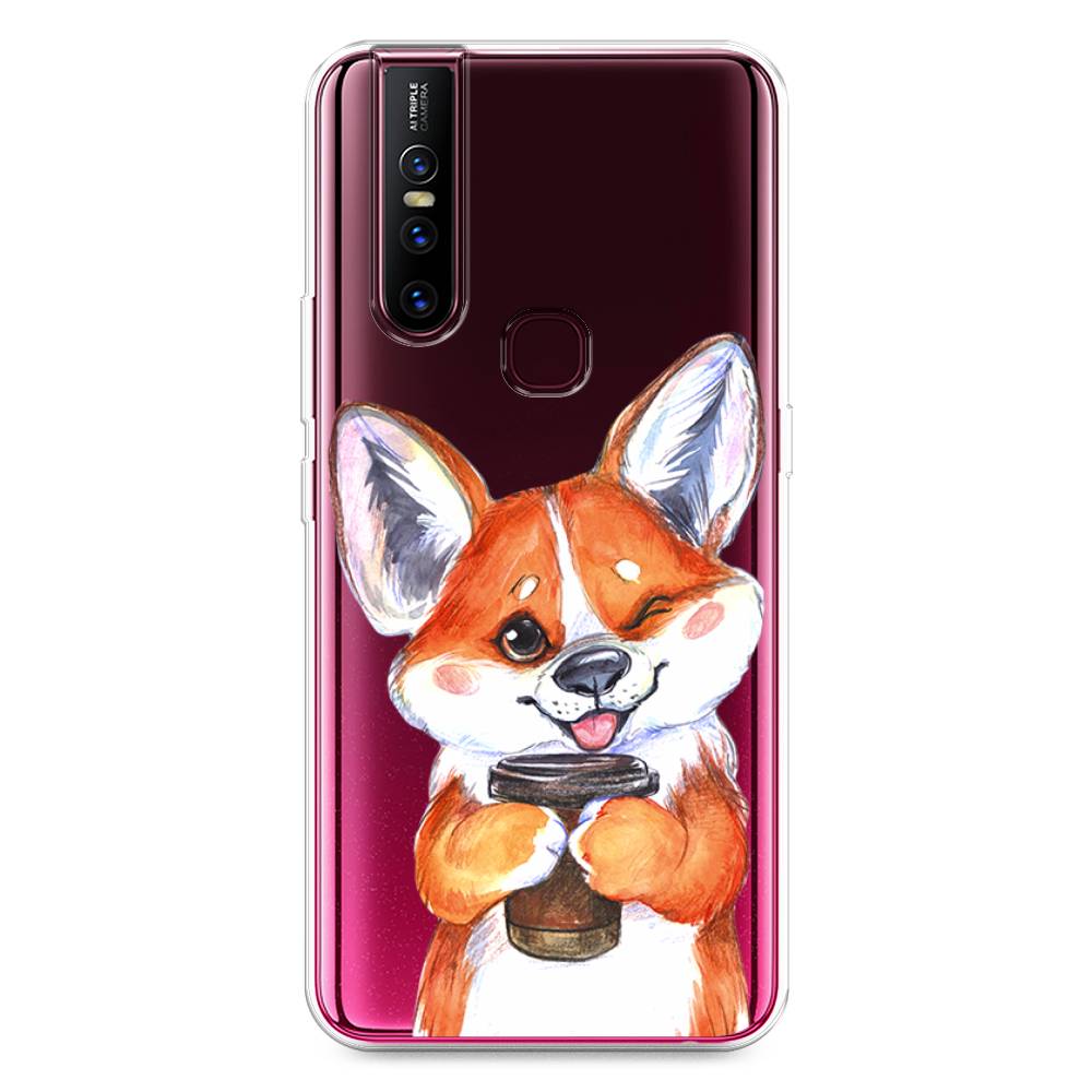 

Чехол для Vivo V15 "Корги с кофе", Оранжевый;белый, 261050-4