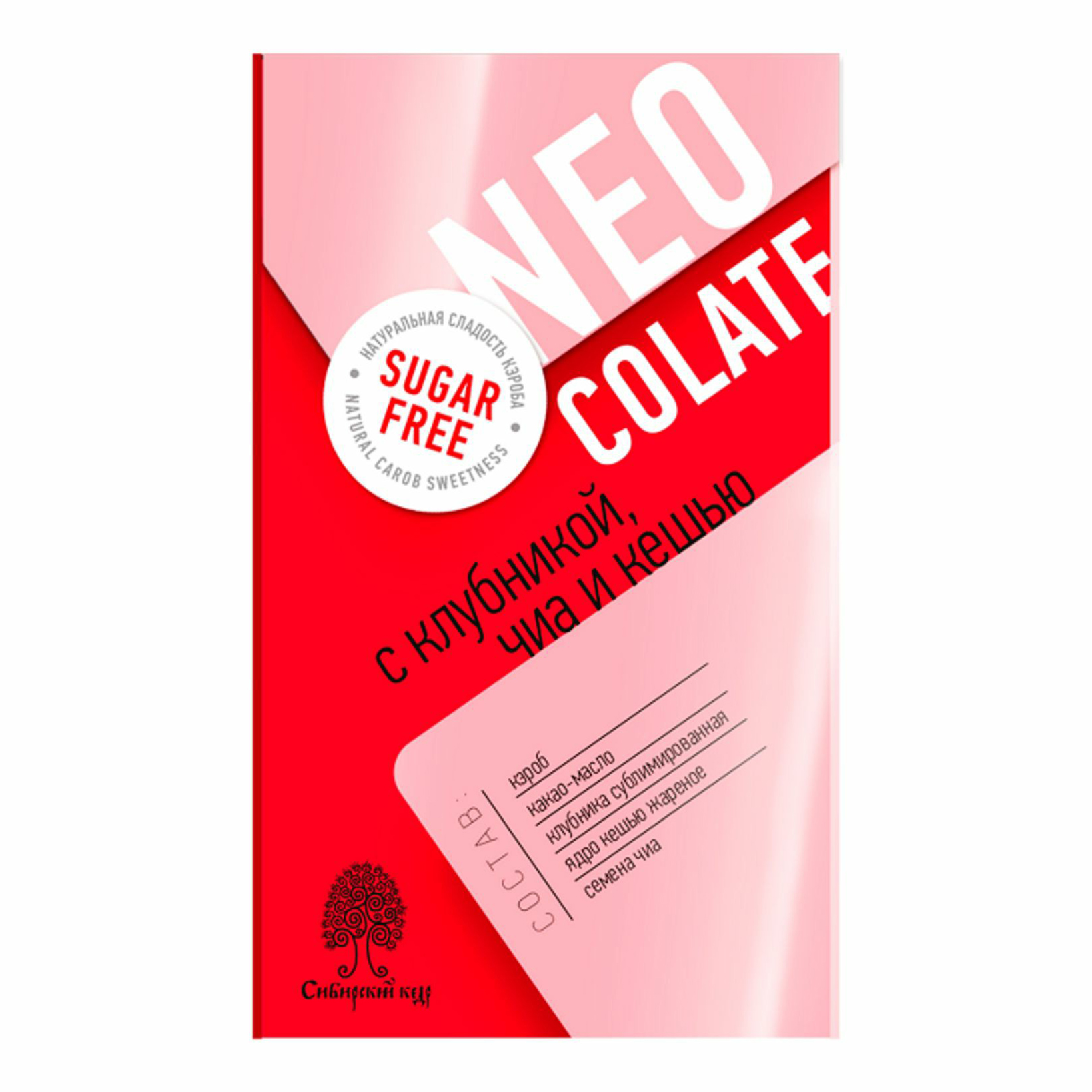 

Шоколад NEOcolate кэроб клубника-семена чиа-кешью без сахара 30 г