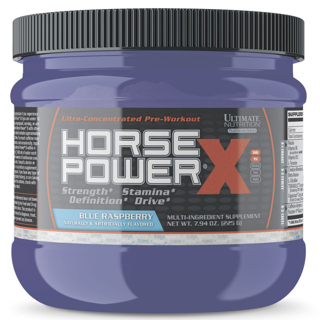 Предтренировочный комплекс Ultimate Nutrition HORSE POWRER X Голубая малина, 225 гр