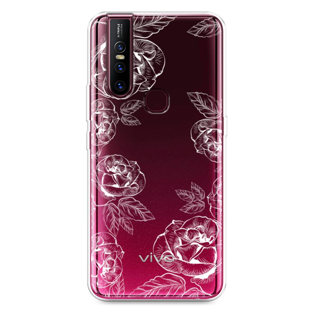 

Чехол для Vivo V15 "Розы графика", Черный;серый, 261050-2