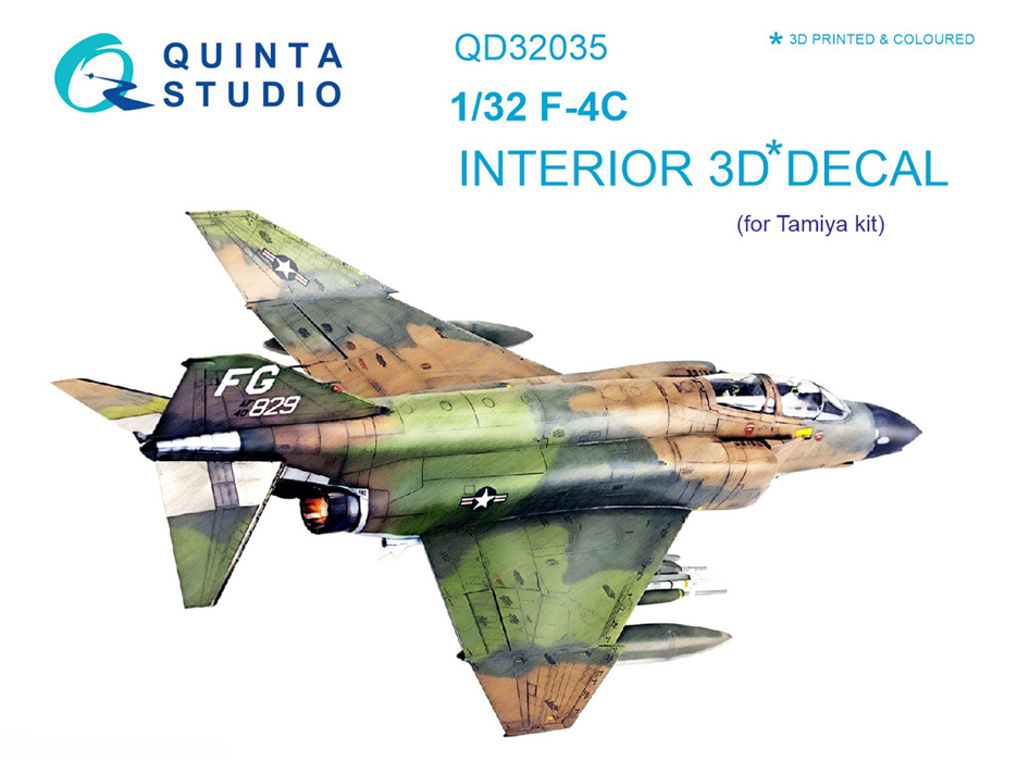 

QD32035 3D Декаль интерьера кабины F-4C для модели Tamiya, Цветной