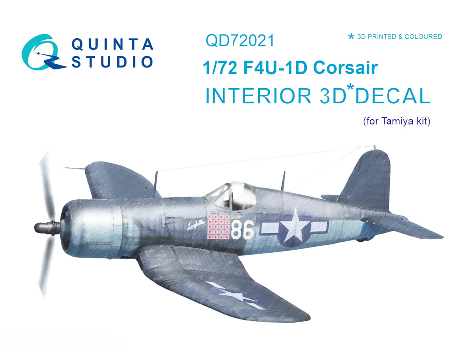 

QD72021 3D Декаль интерьера кабины F4U-1D Corsair для модели Tamiya, Цветной