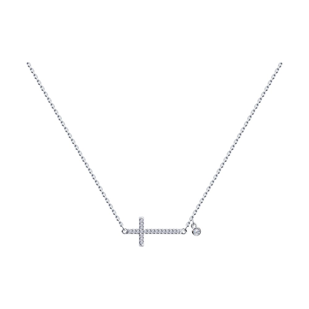 

Колье из серебра 40 см SKLV 94070325, фианит, 94070325