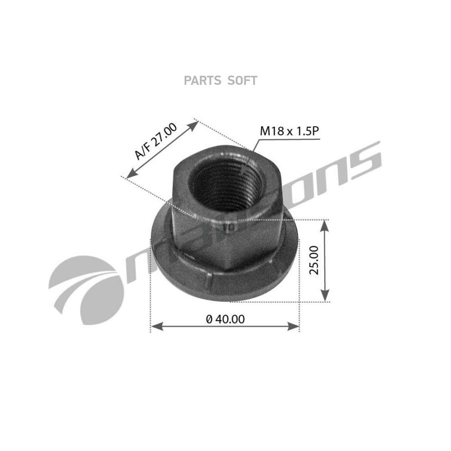

200.153Мns_Гайка Колесная С Вращающейся Юбкой М18Х1.5 Н=25.5 Sw27 Маn,Vоlvо,Врw,Rvi,Ivесо