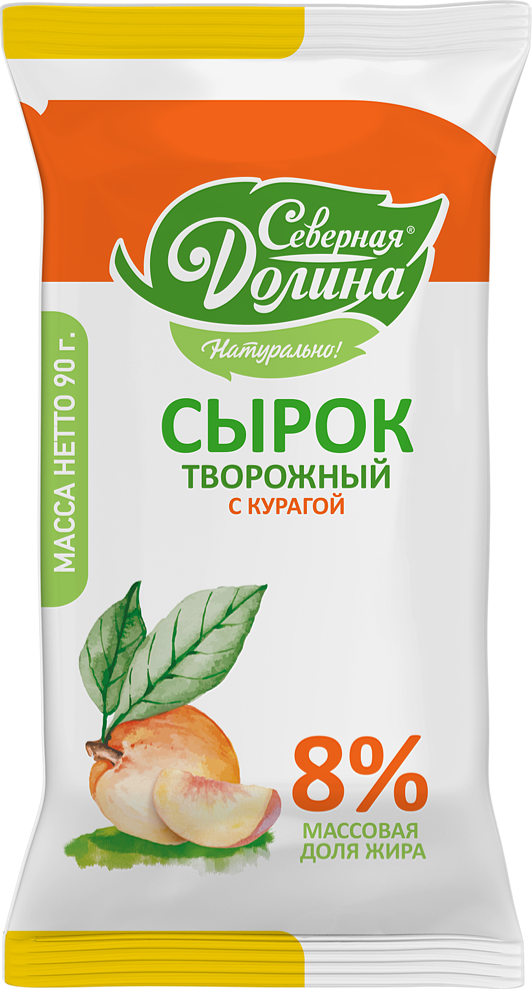 

Сырок творожный Северная Долина с сахаром и курагой 8% 90 г