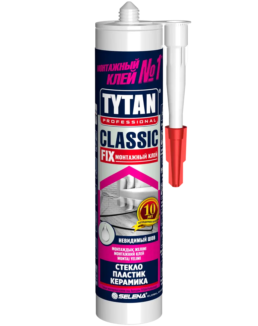 Клей монтажный Tytan Classic Fix, 280 мл, прозрачный клей tytan classic fix 310 мл