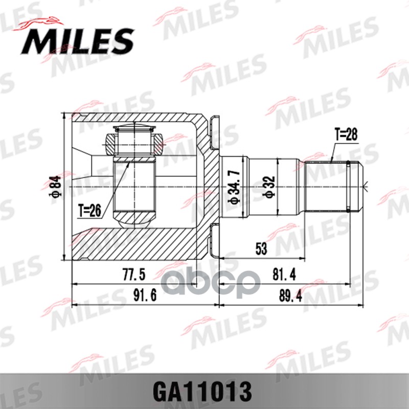 

Шрус Митсубиси/Митсубиши/Mitsubishi Pajero Ii V14w-V55w 91-04 Внутр. Лев. Miles арт. GA11