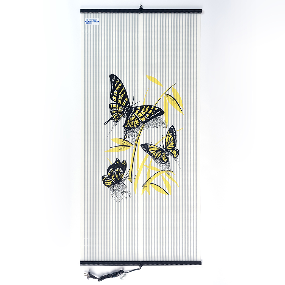 фото Бытовой настенный электрообогреватель "бархатный сезон", бабочки желтые на белом