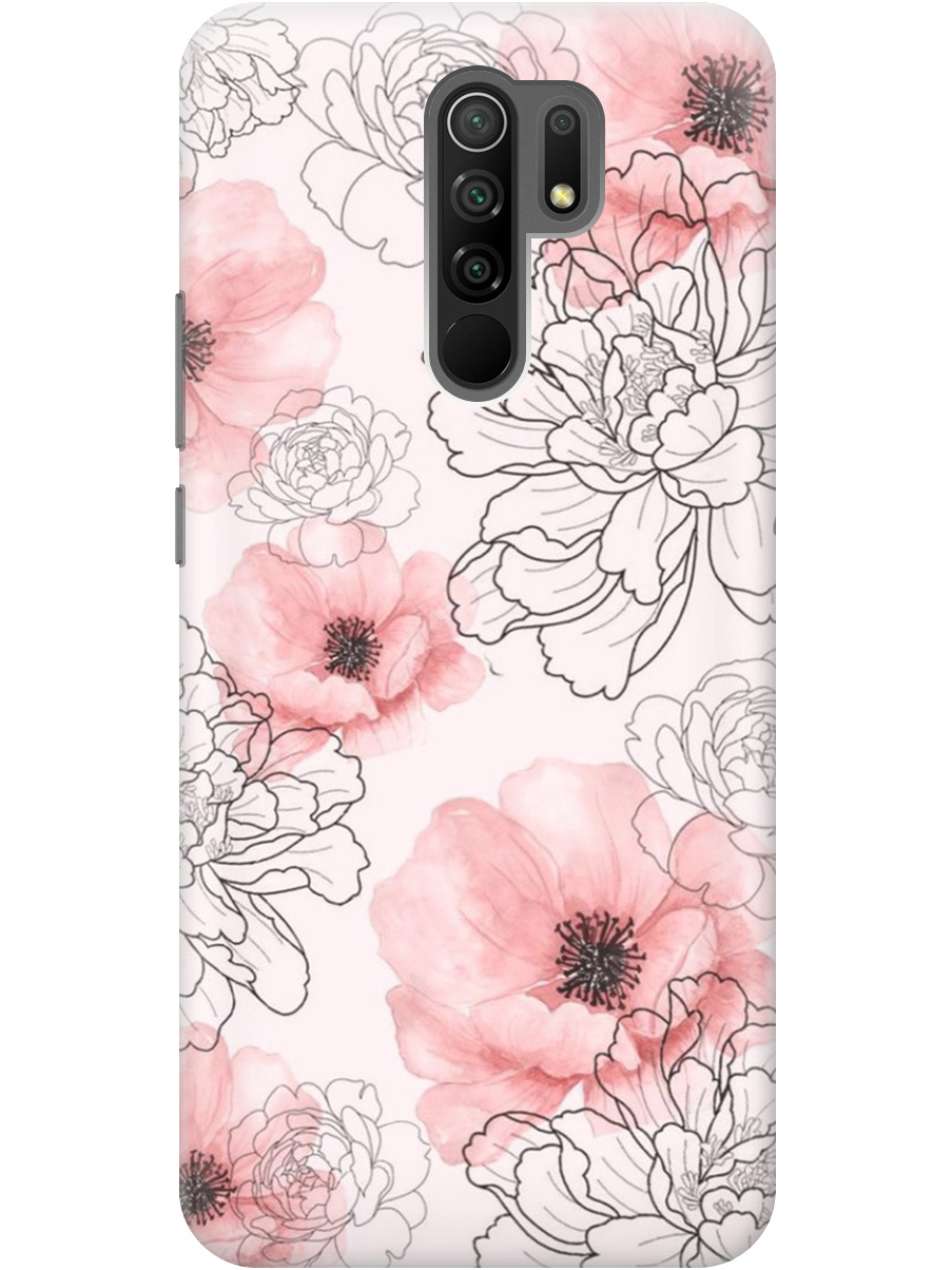 

Силиконовый чехол на Xiaomi Redmi 9 с рисунком "Нежно розовые цветы" прозрачный, Розовый, 20000748