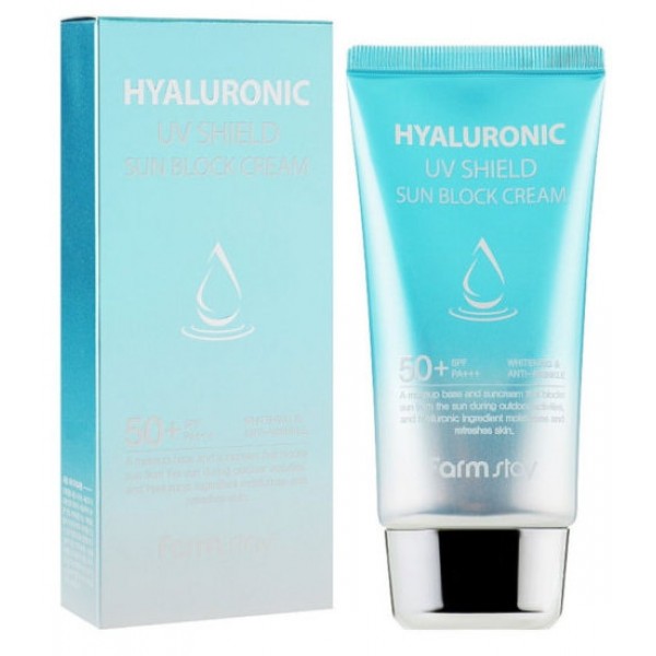 Солнцезащитный крем FarmStay hyaluronic uv shield sun block cream spf 50/pa+++ крем для защиты от термических повреждений уф фильтр protective shield дж1008 100 мл