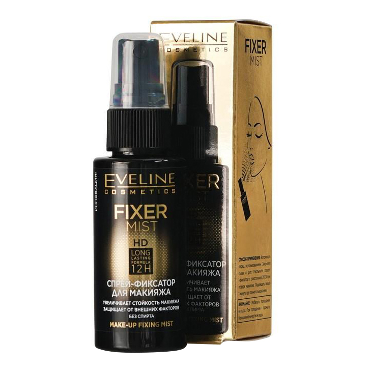 фото Спрей-фиксатор для макияжа eveline cosmetics fixer mist hd бесцветный 50 мл