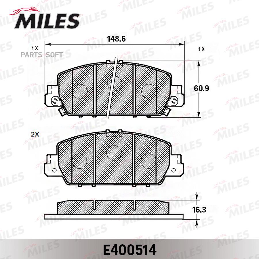 

Тормозные колодки Miles дисковые e400514
