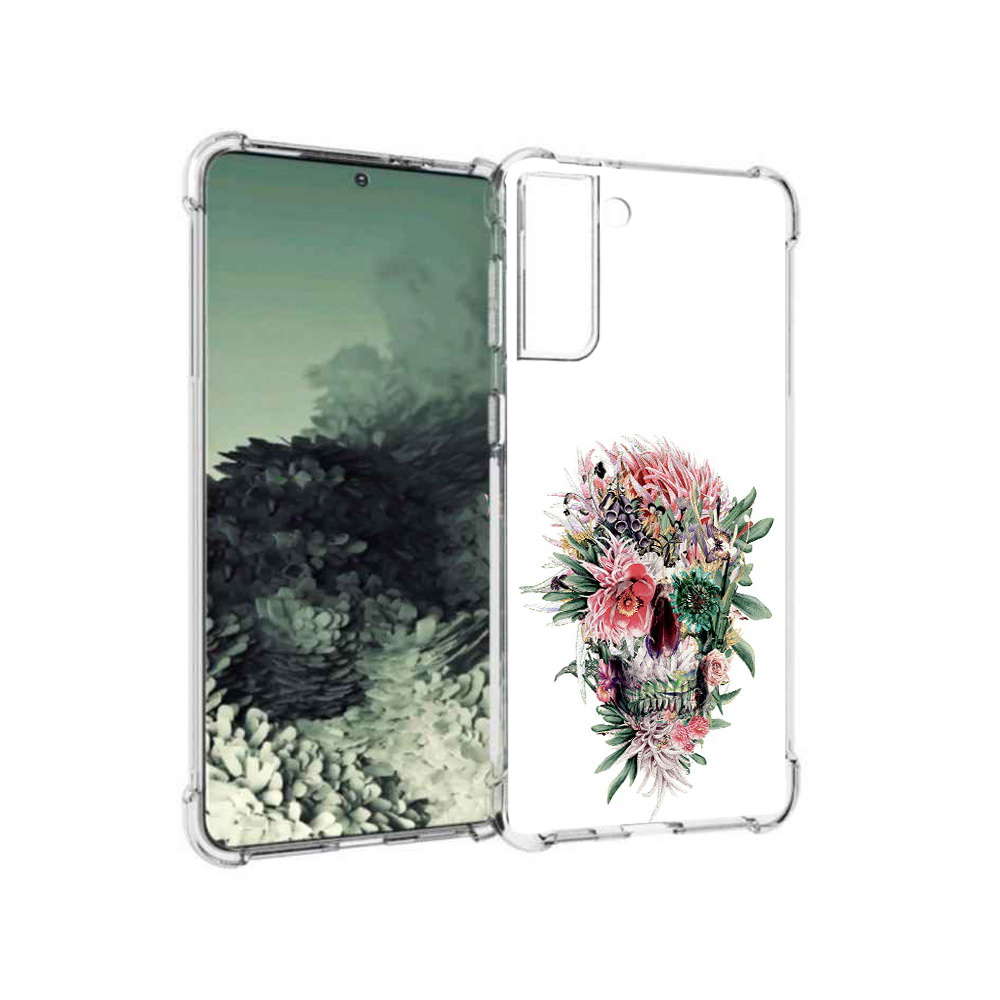 

Чехол MyPads Tocco для Samsung Galaxy S21+ череп из цветов (PT157355.533.677), Прозрачный, Tocco