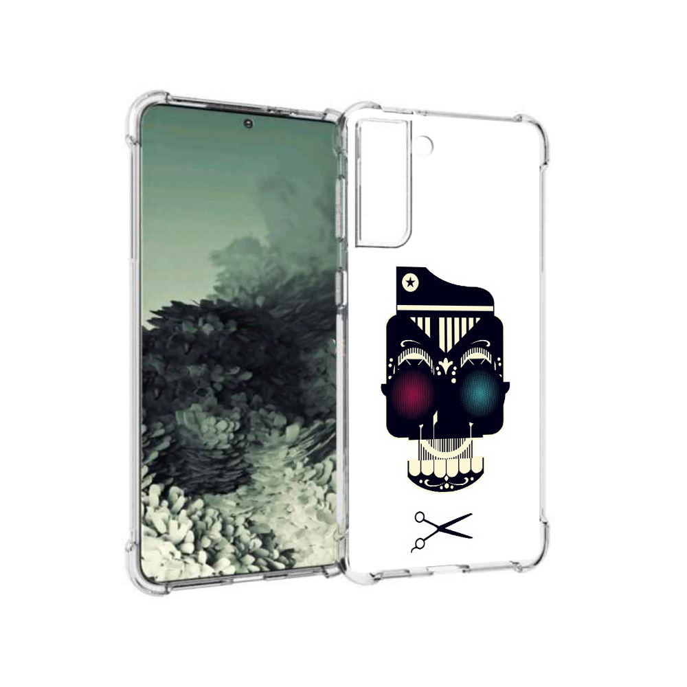 

Чехол MyPads Tocco для Samsung Galaxy S21+ черно белый скелет с яркими глазами, Прозрачный, Tocco