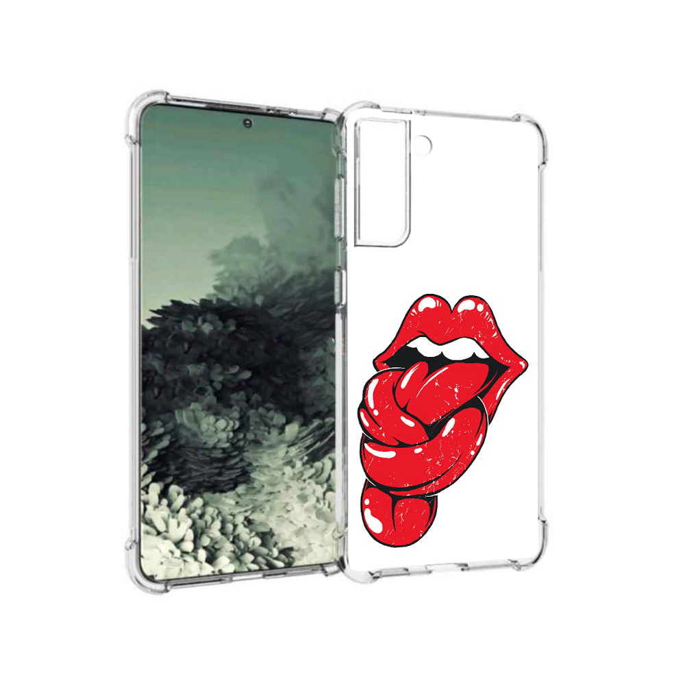 

Чехол MyPads Tocco для Samsung Galaxy S21+ яркие губы с языком (PT157355.533.705), Прозрачный, Tocco