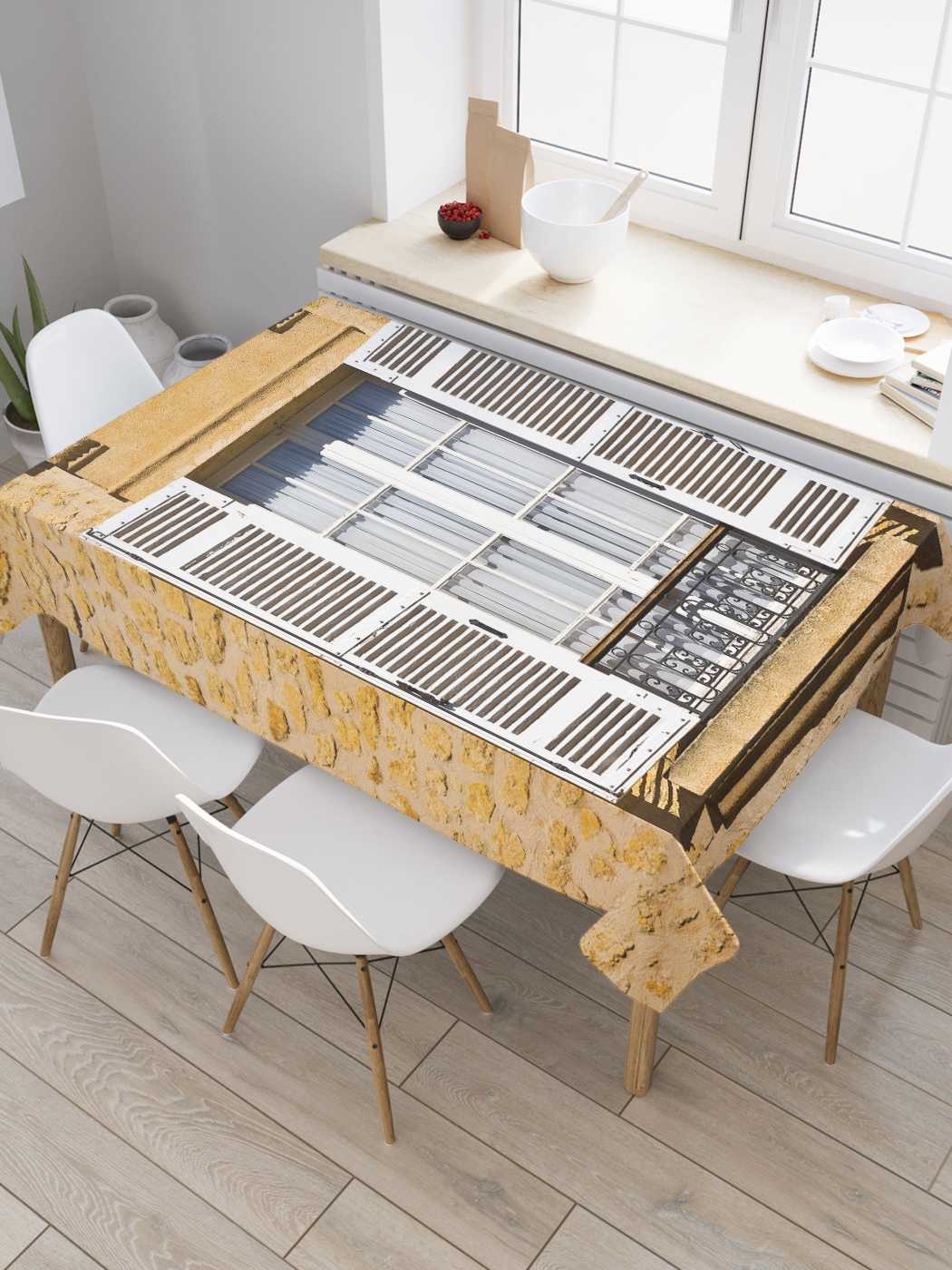 

Скатерть прямоугольная JoyArty "Добраться до окна" из оксфорда, 120x145 см, Добраться до окна