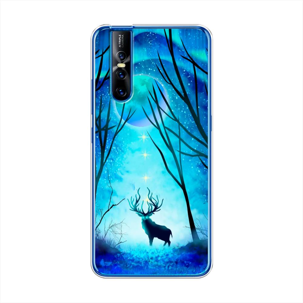 

Чехол для Vivo V15 Pro "Олень северное сияние", Синий;черный;голубой, 261150-1