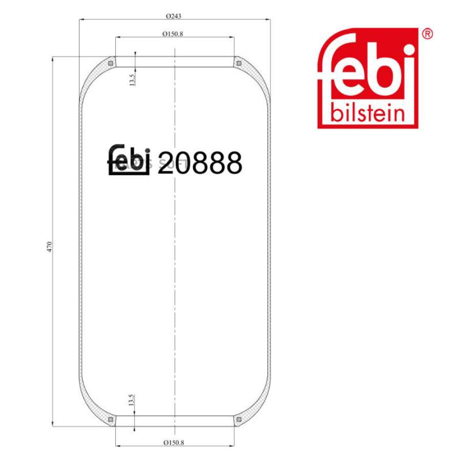 

20888F Пневмоподушка Цил 470-240-150.8 Man Tga Febi 20888