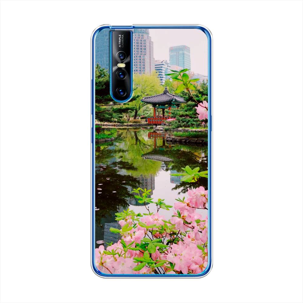 

Чехол для Vivo V15 Pro "Сакура возле озера", Зеленый;розовый;голубой, 261150-2